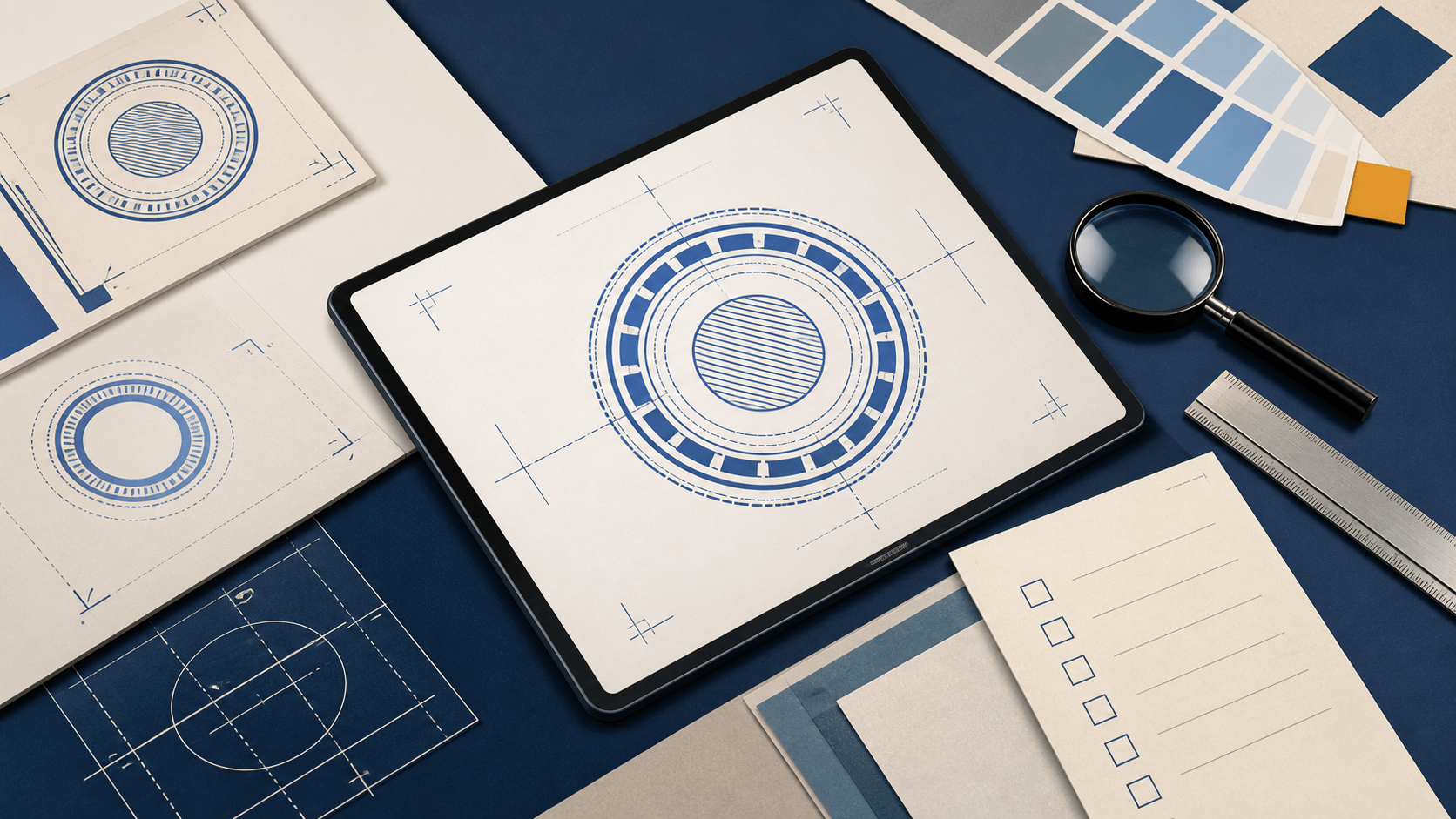 Stamp artwork undergoing a final preflight review before download