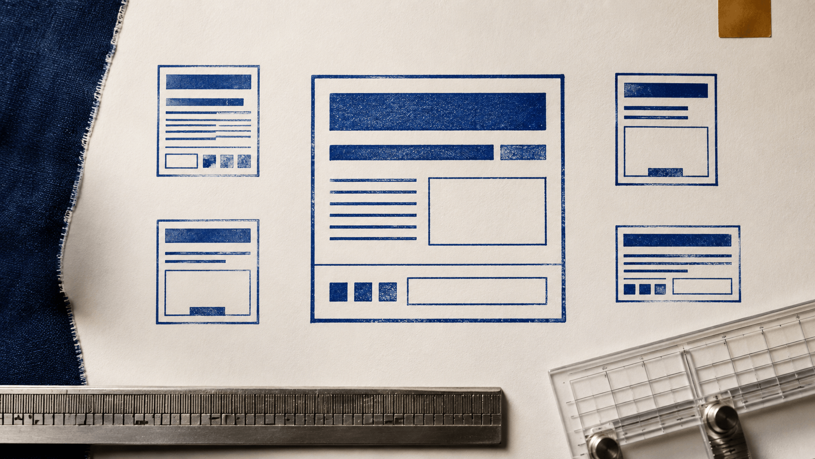 Clear text-only digital stamp layouts arranged on office documents
