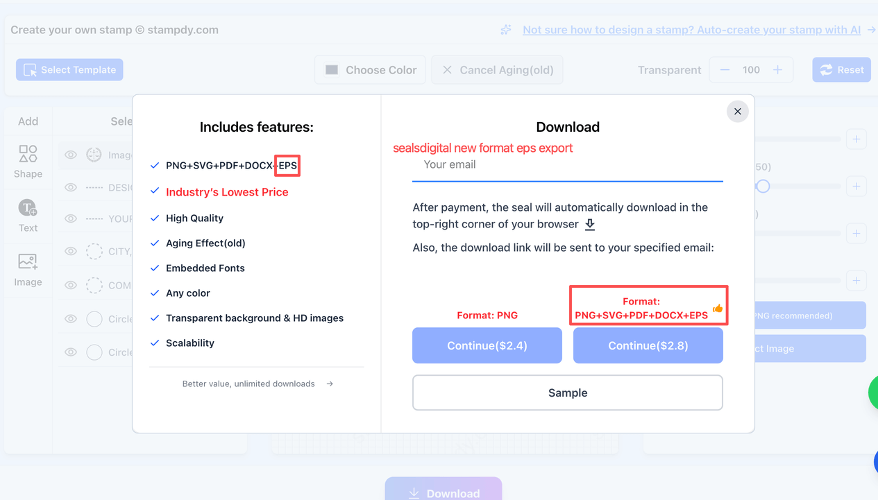 sealsdigital eps format export