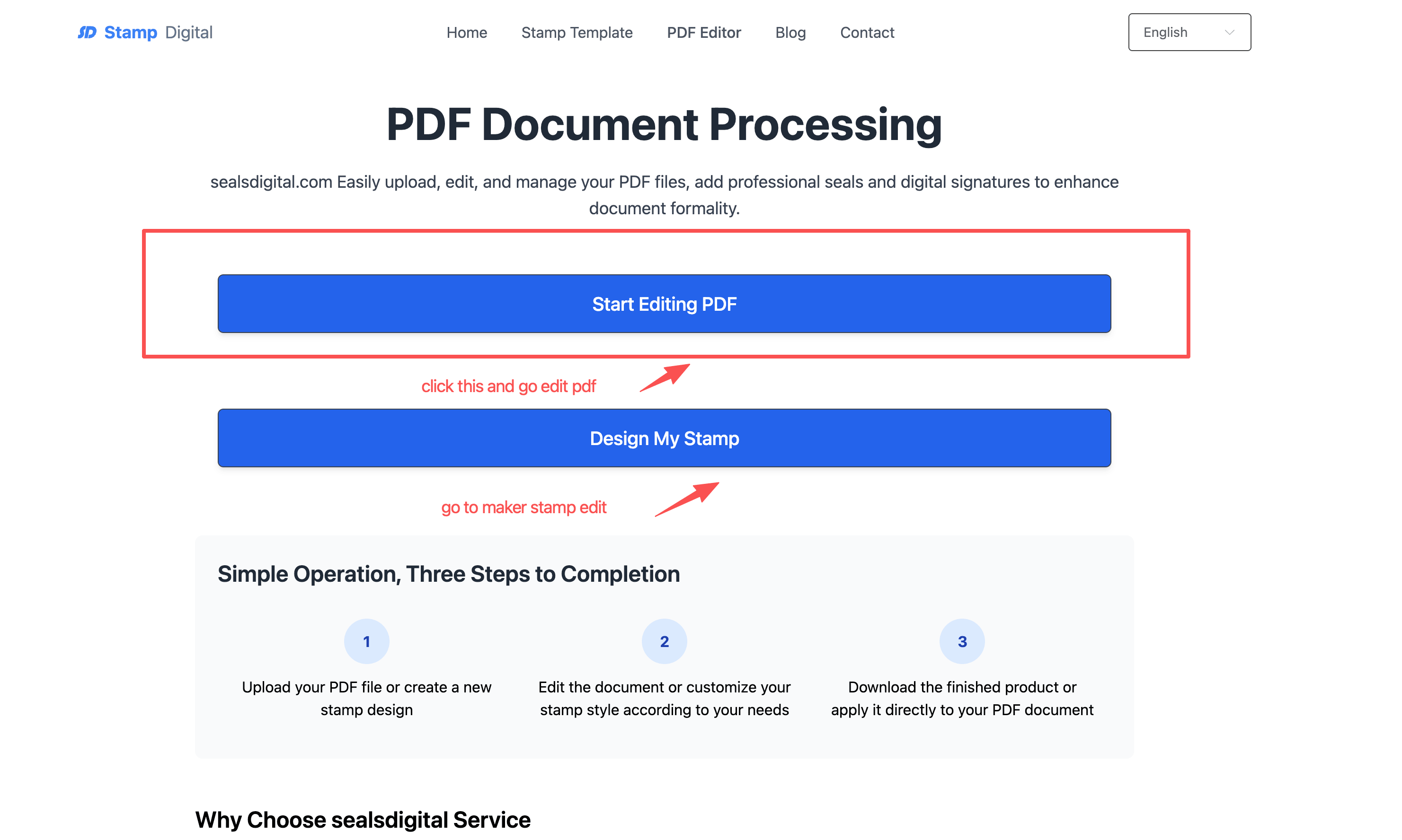 sealsdigital pdf edit page